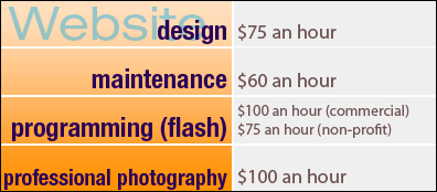 Web site design maintenance programming flash database photography fees