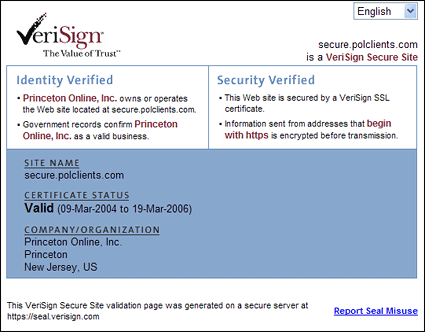 Verisign Certificate